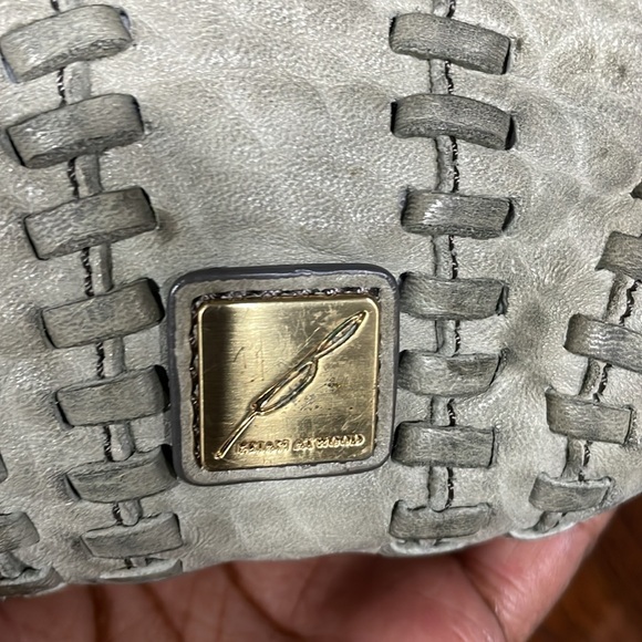 BRIAN ATWOOD Olive Green Pebbled leather Laser Cut Drawstring Bucket Bag - Picture 7 of 14